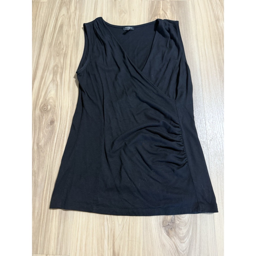 Talbots Womens Shirt Petite Medium‎ Black Sleeveless V Neck